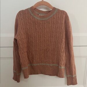 Bonpoint Brown Cable Knit Sweater with Green Accents